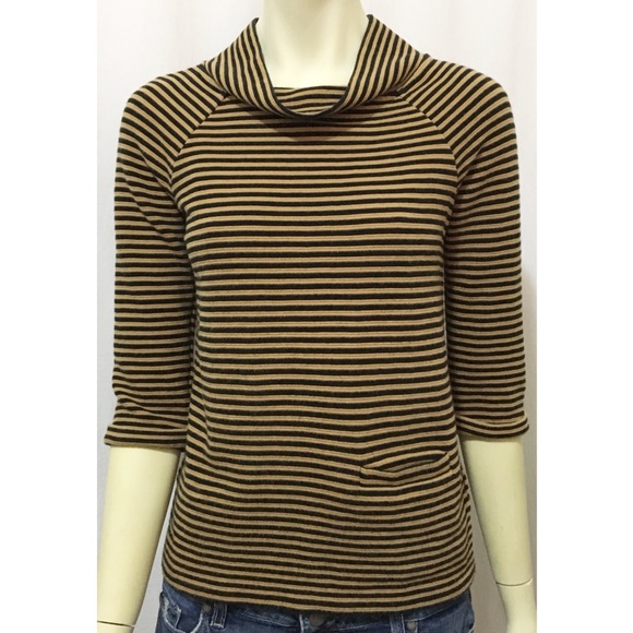 Boden Tops - Boden Size 4 60’s Funnel Neck Striped Cotton Shirt